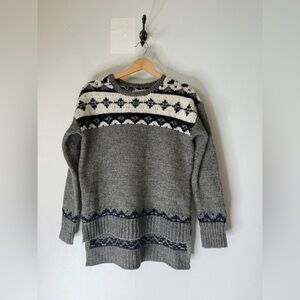 Ann Taylor Loft Womens‎ Fair Isle Sweater Size SP Grey Wool Nylon Mohair Blend